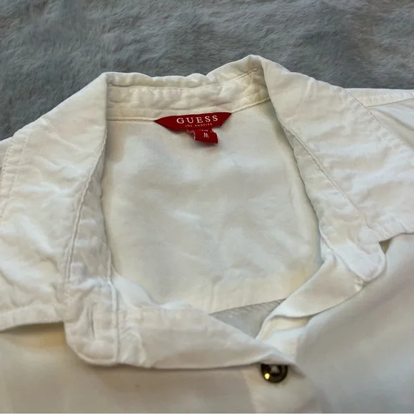 Guess White Short Sleeve Button Down Shirt - Picture 5 of 12